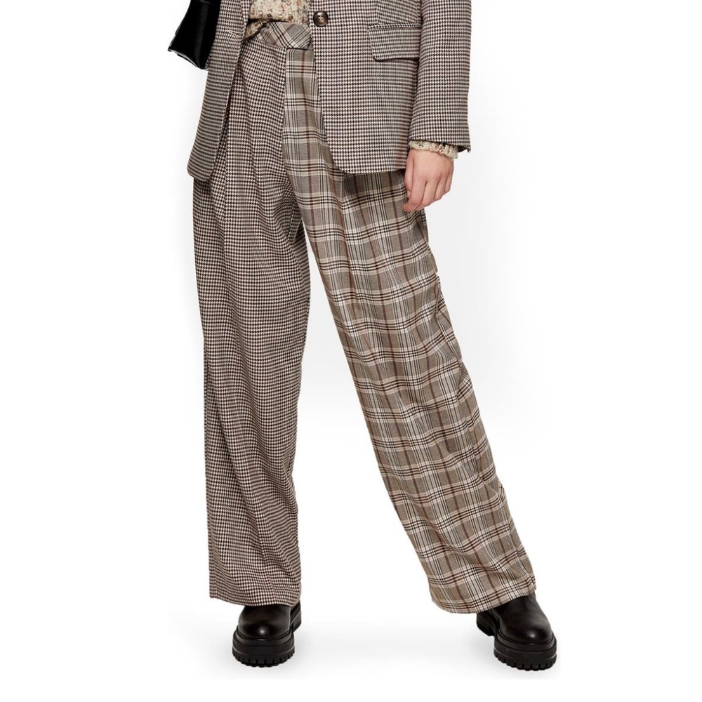 TopShop Jojo Mixed Check Trouser Pants